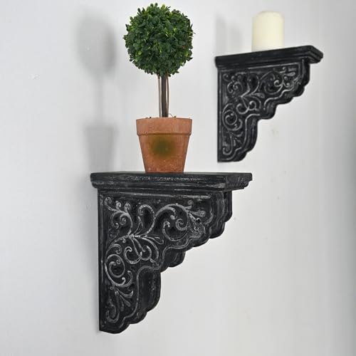 Set of 2 Corbels for Shelves Decorative Shelf Brackets Wood Corbels Farmhouse Shelf Corbels Distressed Decorative Shelf 