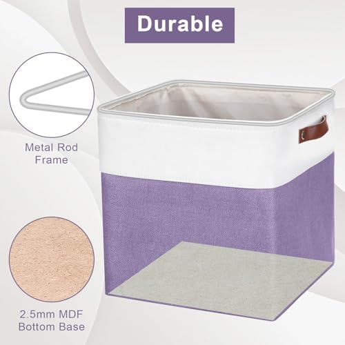Bagnizer 13x13 Cube Storage Bins, Collapsible Fabric Storage Box, 4 Pack Closet Baskets with Handles for Organizing, She