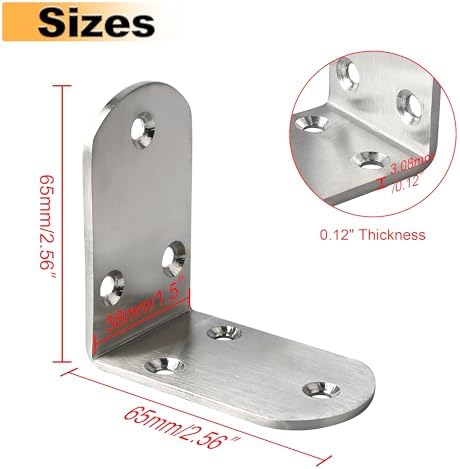 Alise 4 Pcs L Brackets 2.56X2.56 in, Corner Brackets for Wood Furniture