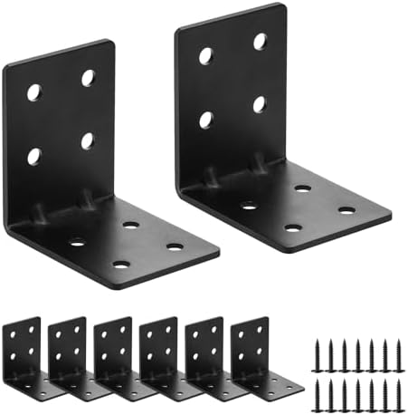 8 PCS Heavy Duty Steel Corner Brackets, 4"x4"x3" 90 Degree L Right Angle Bracket, DIY L Shelf Brackets, Metal Joint Timb