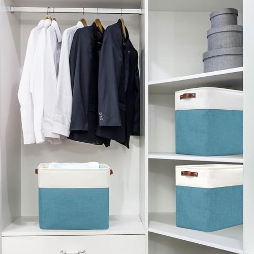 Bagnizer Large Fabric Storage Baskets | 50L Storage Bins, Decorative Linen Closet Baskets with Handles for Organizing, S