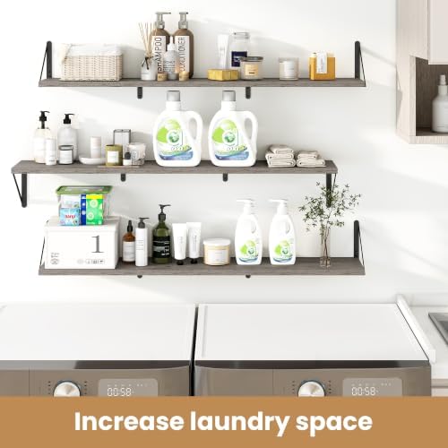 Heimlove Floating Book Shelves for Wall,47.2 Inches Long Wall Mounted Bookshelves,Heavy Duty Bracket Shelves for Living 
