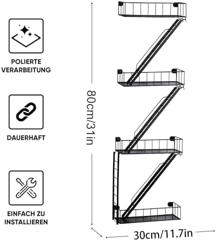 Fire Escape Wall Shelf - 4-Tier Trinket & Action Figure Display with Screwdriver & Screws, Unique Rustic Floating Action