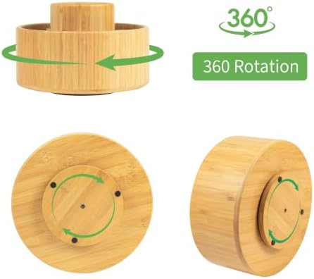Utoplike Large Bamboo Rotating Pencil Holder, 360° Colored Pen Organizer