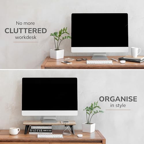 Anji Mountain Monitor Stand for Desk - Desktop Organizer & Laptop Riser, Ergonomic Monitor Riser, Space-Saving, Durable,