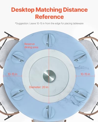 VEVOR 20 in Glass Lazy Susan Turntable, 360° Rotation Round Clear Tabletop Rotating Tray, Tempered Glass Dining Table Ce