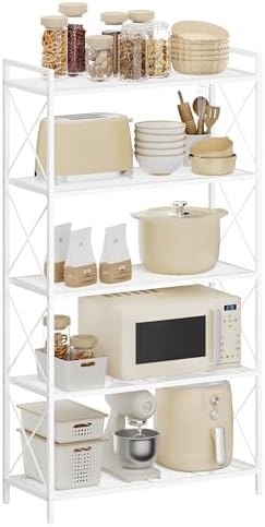 SONGMICS 5-Tier Steel Storage Rack, Shelving Unit with X Side Frames