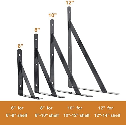 Kersally 8 Inch Shelf Brackets, 6 Pack Heavy Duty L Brackets for Shelves, 90 Degree Triangle Metal Supports for DIY Floa