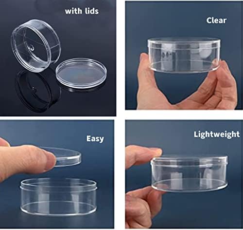 KissYou 24-Pack Acrylic Round Box Clear Candy Container, 3.2x3.2x1.2 Inch