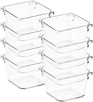 8 Pack Drawer Organizers, 3"X 3" Clear Acrylic Storage Bins