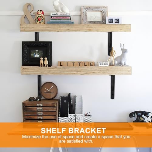 Heavy Duty L Shelf Brackets 8Pcs, Metal Wall Mount Floating Shelf Supports