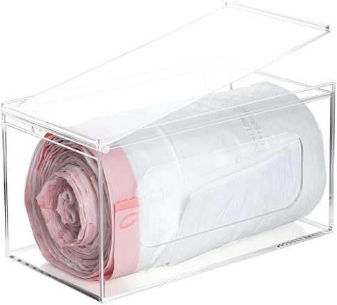 SEANADO Acrylic Trash Bag Dispenser, Wall Mount Kitchen Organizer Storage Box Holder for Garbage, Grocery, Plastic Bag R