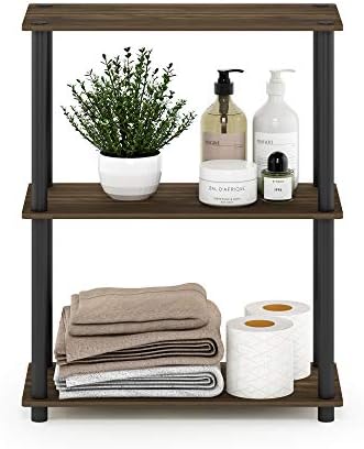Furinno Turn-N-Tube Toolless Assembly Storage Shelves, 3-Tier Rustic Brown Book Shelf, Open Storage Bookshelf, for Organ