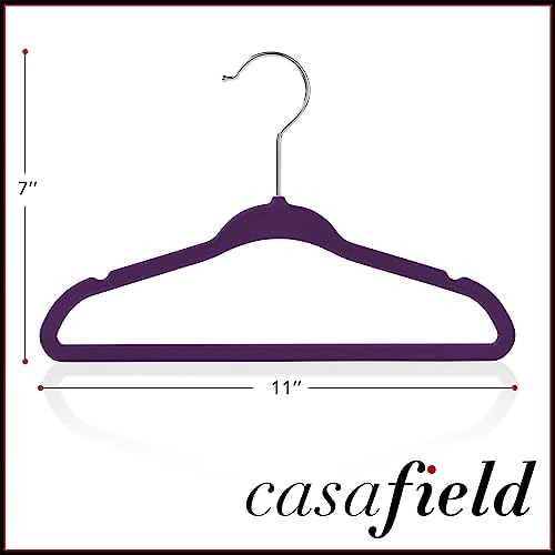 Casafield 100 Velvet Baby Hangers - 11" Size for Infant & Toddler Clothes - Purple