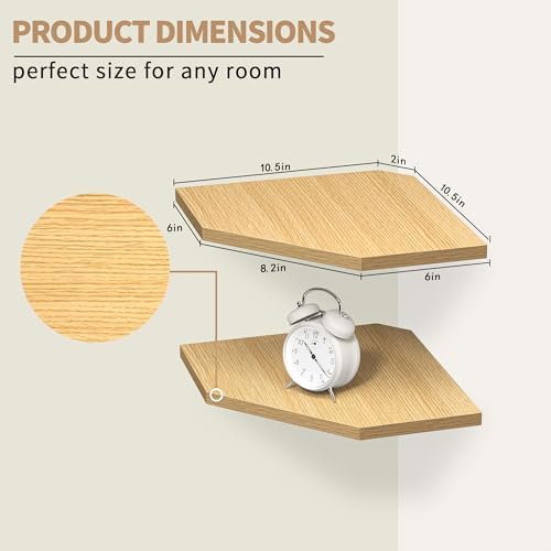 Corner Shelf Wall Mount, Floating Corner Shelves, Set of 2 Corner Wall Shelf Organizer, Rustic Wood Wall Storage Display