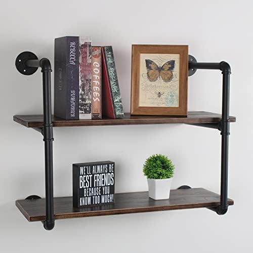 MBQQ Industrial Retro Pipe Shelf 30in 2 Tier Wall Mounted,Rustic Floating Shelves,Farmhouse Kitchen Bar Shelving,Home De