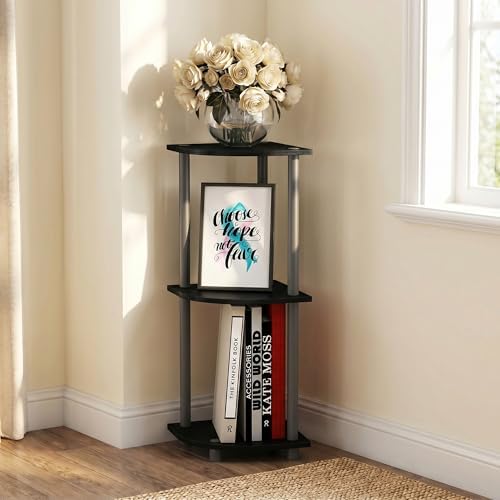 3-Tier Corner Shelf, Display Storage Shelves with Open Shelves, Corner Bookshelf for Organization and Storage, Home Offi