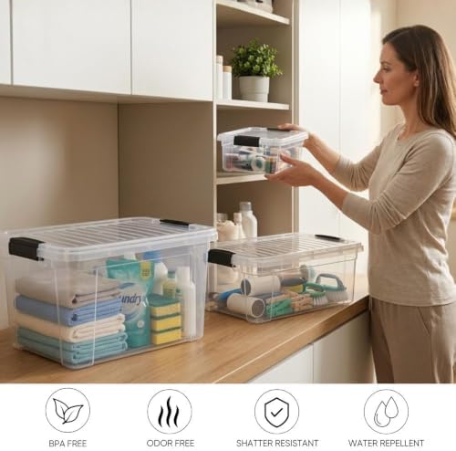 Superio 8.7 Quart Clear Plastic Storage Boxes with Lids, Stackable Organizer Containers, BPA-Free Storage Bins for Home,