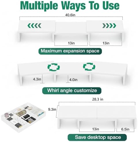 OPNICE Dual Computer Monitor Stand Riser, Desk Organizer with Drawer, Office Desk Accessories & Workspace Organizers for