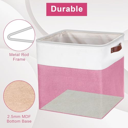 Bagnizer 13x13 Cube Storage Bins, Collapsible Fabric Storage Box, 4 Pack Closet Baskets with Handles for Organizing, She