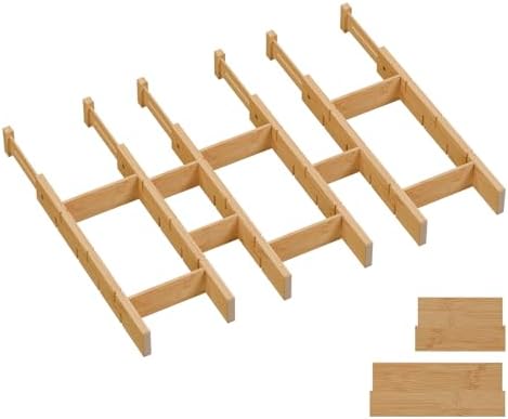 Bamboo Drawer Dividers, Expandable Kitchen Drawer Organizer