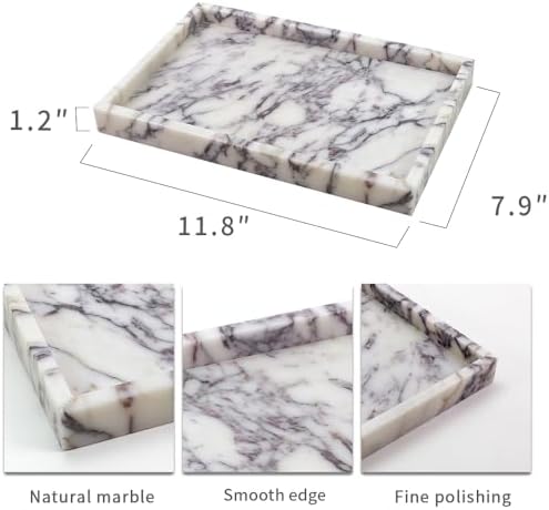 Luxurious Natural Marble Tray Hand Towel Organizer for Disposable Paper Napkins, Jewelry, Makeup Bathroom Vanity Sink Co