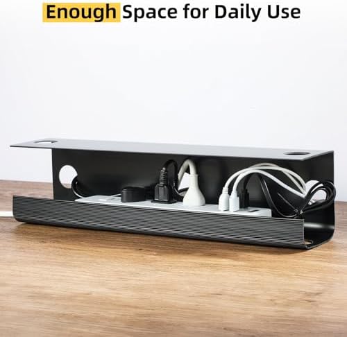 Yecaye 2 Pack Cable Management Under Desk, 31.5 in, Black