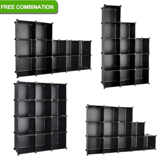 Cube Storage Organizer, DIY Plastic Closet Cabinet Modular Bookcase, Storage Shelves for Bedroom Living Room, Office（12-