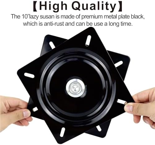 10 Inch Lazy Susans Turntable Bearings Swivel Zinc Plate, Black Square Lazy Susan Hardware, Heavy Duty Lazy Susan Replac