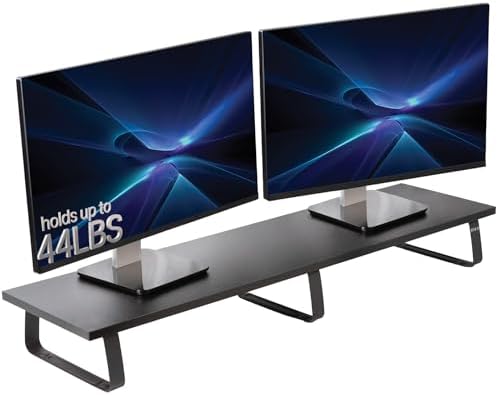 VIVO 39 inch Extra Long Monitor Stand, Wood & Steel Desktop Riser, Dual Screen, TV, Keyboard, Laptop, Ergonomic Desk and