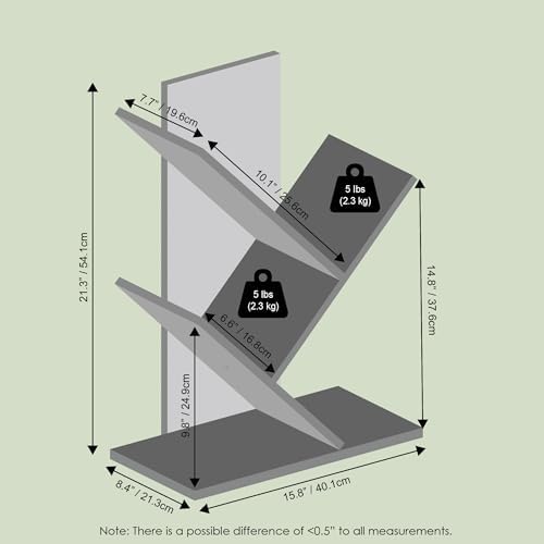 Ipoh Tree Book Shelf, 3-Tier Tree Bookcase, for Narrow Space, Books, CDs, Magazines, Rustic Brown