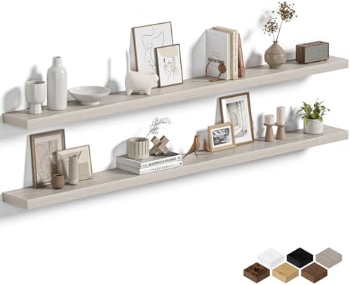 Fun Memories Floating Shelves for Wall 72 Inch, Set of 2 – Wall-Mounted Storage & Display Shelf with Invisible Bracket, 
