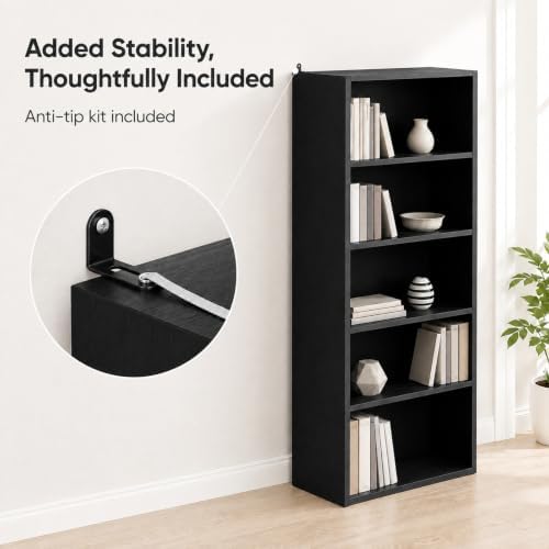 IULULU 53 Inch Tall Bookshelf, 5 Tier Bookcase with Open Storage Shelves