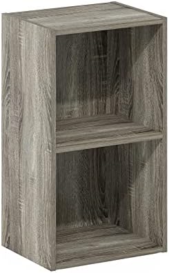 Furinno PASIR Book Shelf, 2-Tier Modern Bookshelf, Open Shelves Cube Bookcase, 9 x 12 x 21, Easy Assembly, Closed Back, 