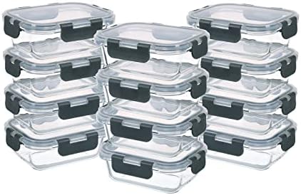 GULFLIN 24-Piece Small Glass Food Storage Containers with Lids Airtight, 1.5 Cup Meal Prep Containers Set, Microwave&Dishwasher Safe, Leak-Proof, BPA-Free, Grey