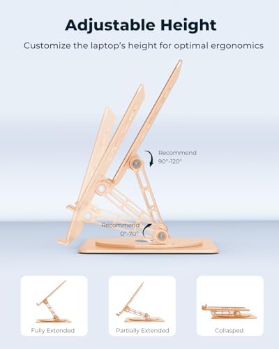 Aoviho 360° Rotating Laptop Stand for Desk | Adjustable, Foldable, Portable Aluminum Ergonomic Riser | Compatible with M