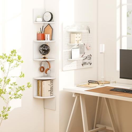 Tangkula 50''H Corner Shelf Wall Mount, 5-Tier Wooden Storage Organizer