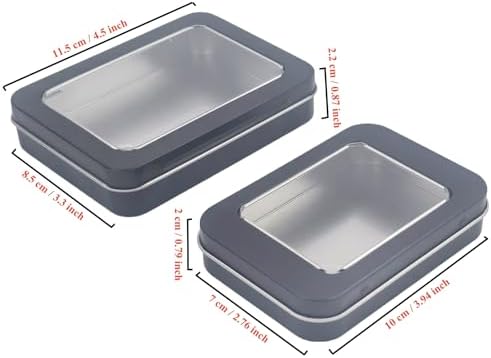 24 Pack Metal Storage Organizer Tins, Black, Mixed Sizes