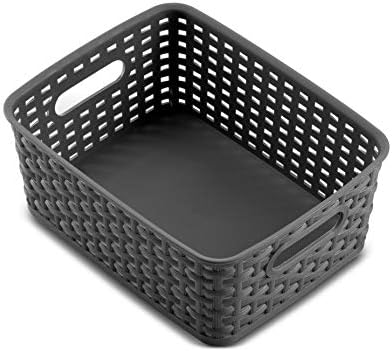Set of 6 Plastic Storage Baskets - Small Pantry Organizer Basket Bins - Household Organizers with Cutout Handles for Kit