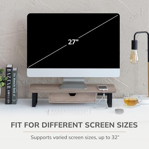 Anji Mountain Monitor Stand for Desk - Desktop Organizer & Laptop Riser, Ergonomic Monitor Riser, Space-Saving, Durable,