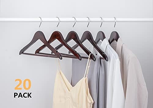 Amber Home 20 Pack 15" Walnut Wooden Clothes Hangers for Woman