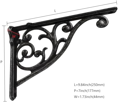 Ornate Decorative Shelf Brackets 10 inch Small Wall Mounted Shelving Bracket 4 Pack Black Iron Vintage Metal Shelf Brack