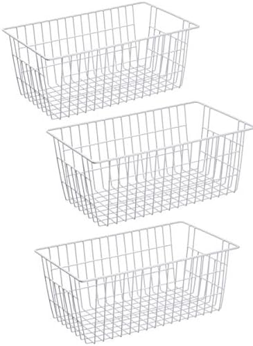 Wire Storage Basket Freezer Organizer Bins Metal Wire Baskets Organizer Storage Baskets for Kitchen, Cabinets, Pantry, F