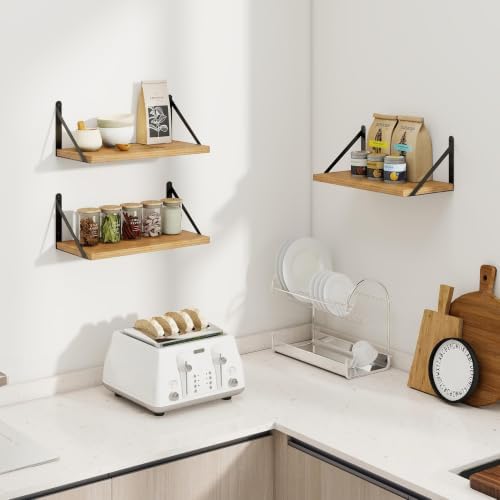 Heimlove Floating Book Shelves for Wall,15.75Inches Long Wall Mounted Bookshelves,Heavy Duty Bracket Shelves for Living 