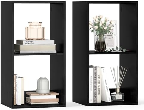 Tangkula 2-Cube Bookcase, 3-Tier Bookshelf with Open Compartments, Freestanding Cube Storage Organizer with Anti-Topplin