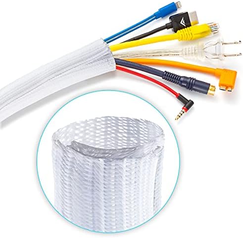 Maximm Cable Management Wire Loom 10ft 1 Inch White Split Cord Protector