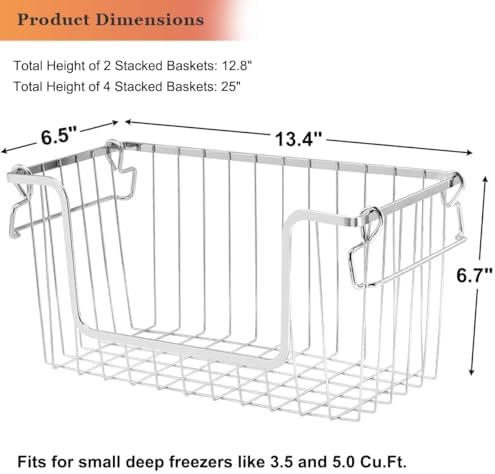 Orgneas Stacking Freezer Organizer Bins for 5.0Cu.Ft Chest Freezer