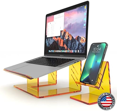 6MM Acrylic Laptop Stand with Phone Stand, Portable Ergonomic Laptop/Phone Stand for Desktop, Laptop Stand Compatible wi