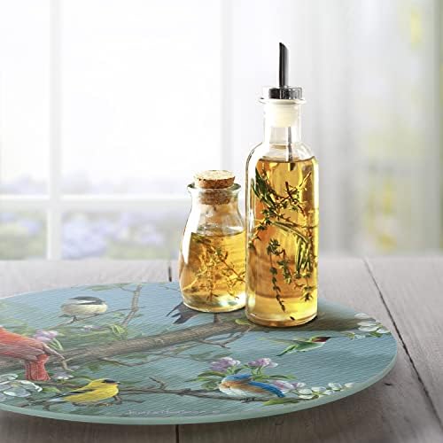 CounterArt Beautiful Songbirds 4mm Tempered Glass Lazy Susan Turntable