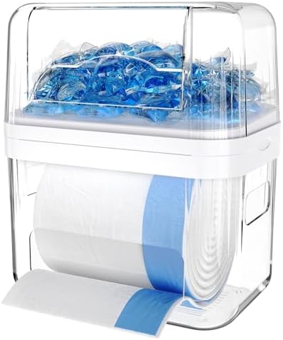 Trash Bag Dispenser & Dishwasher Pods Container, 3 in 1 Clear Acrylic Garbage Bags Holder Under Sink Organizer Laundry P